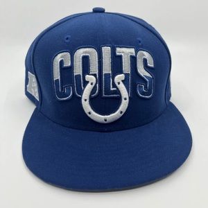 New Era 59Fifty NFL Indianapolis Colts Fitted Hat Cap 7 3/4 Blue Horseshoe Logo